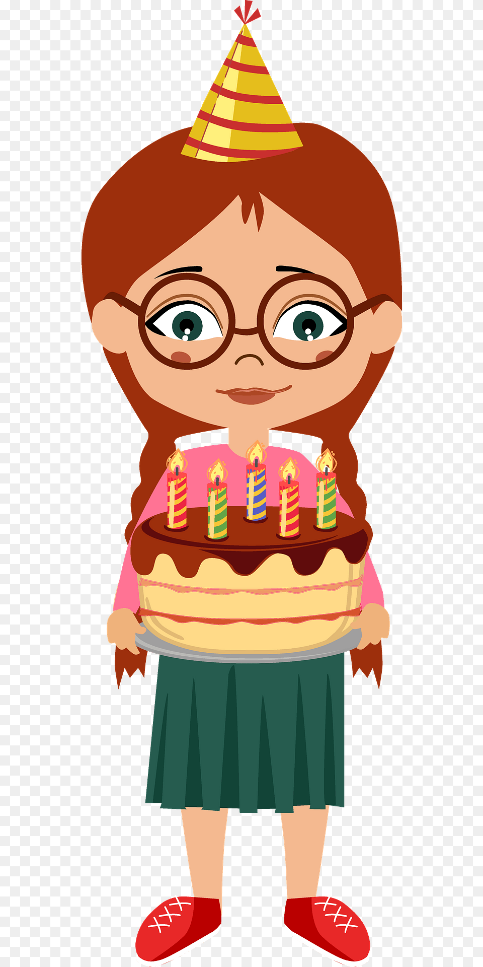 Birthday Girl With A Cake Clipart, Birthday Cake, Food, Cream, Dessert Free Png