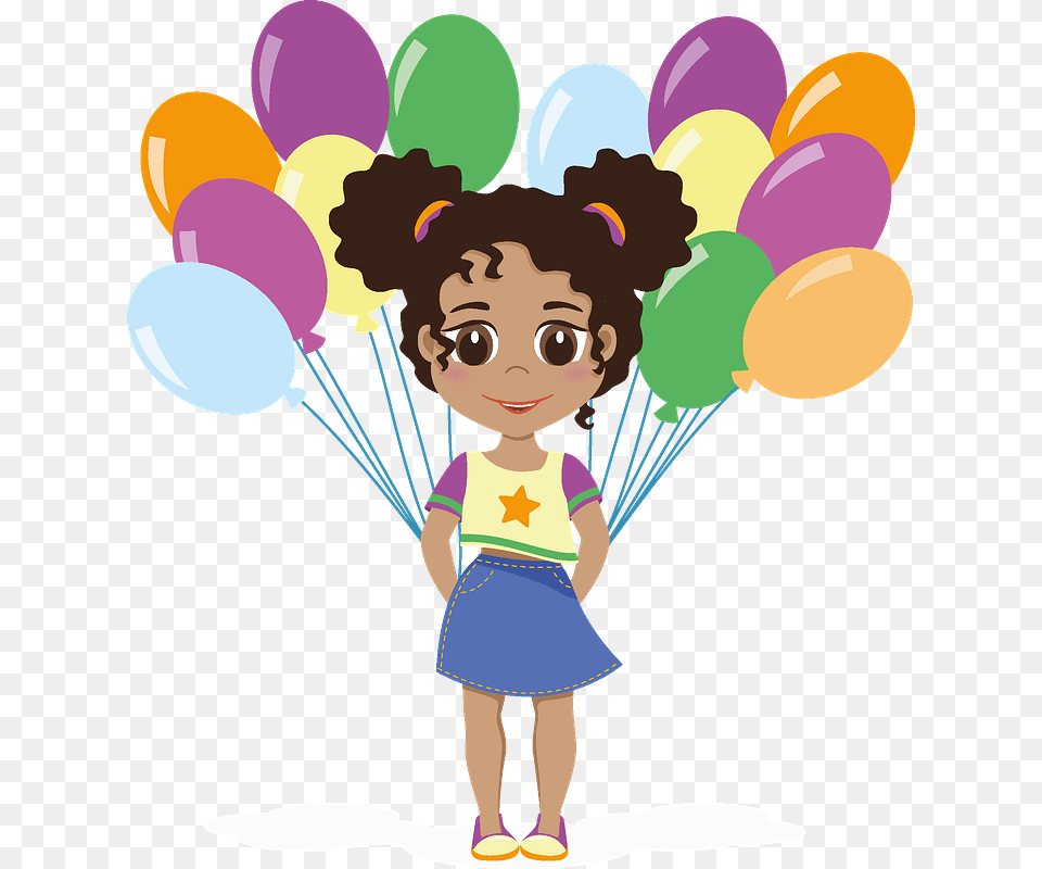 Birthday Girl With Balloons Clipart Cartoon, Balloon, Baby, Person, Face Free Transparent Png