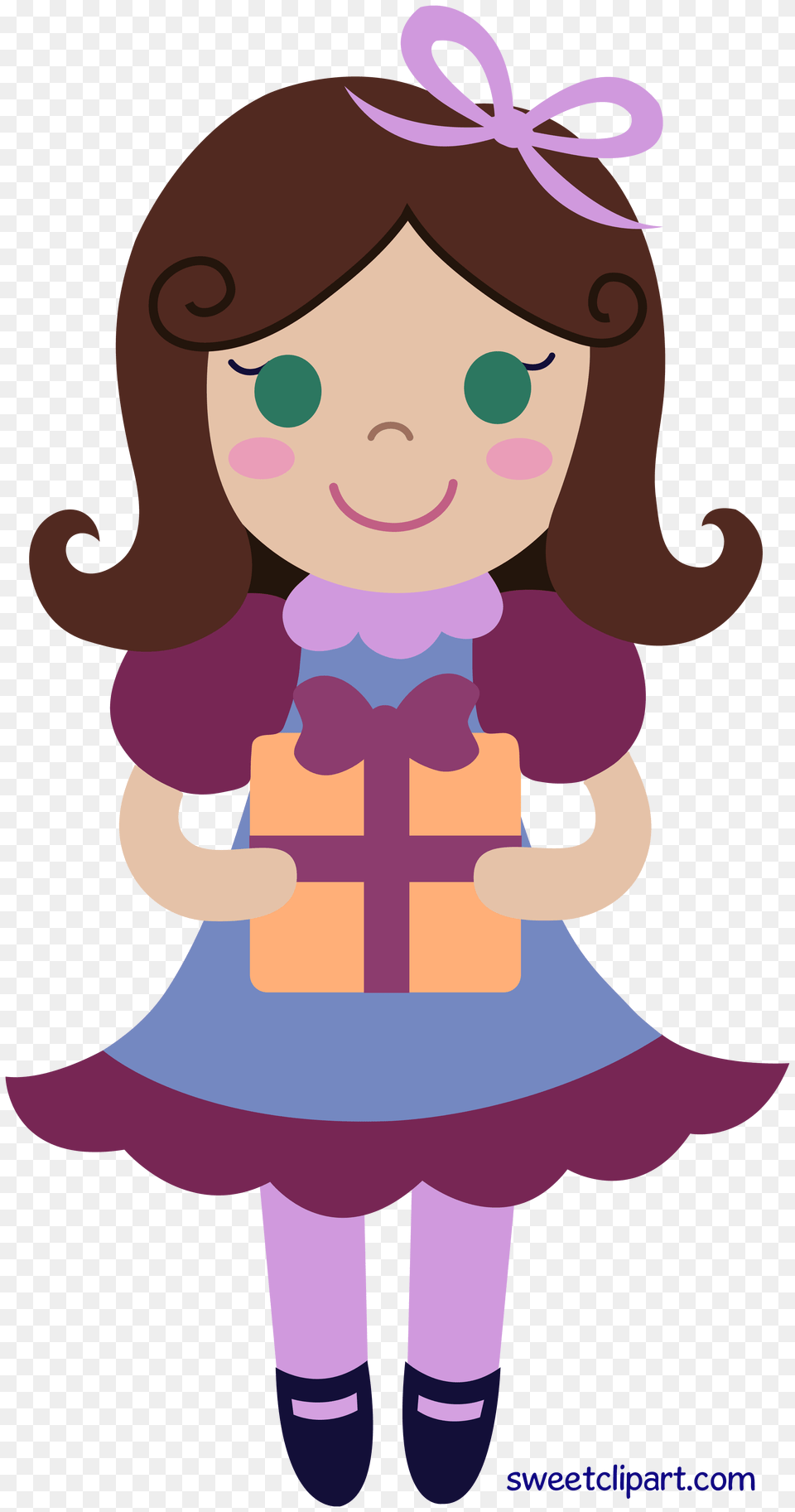 Birthday Girl With Gift Clip Art, Baby, Person, Face, Head Png Image