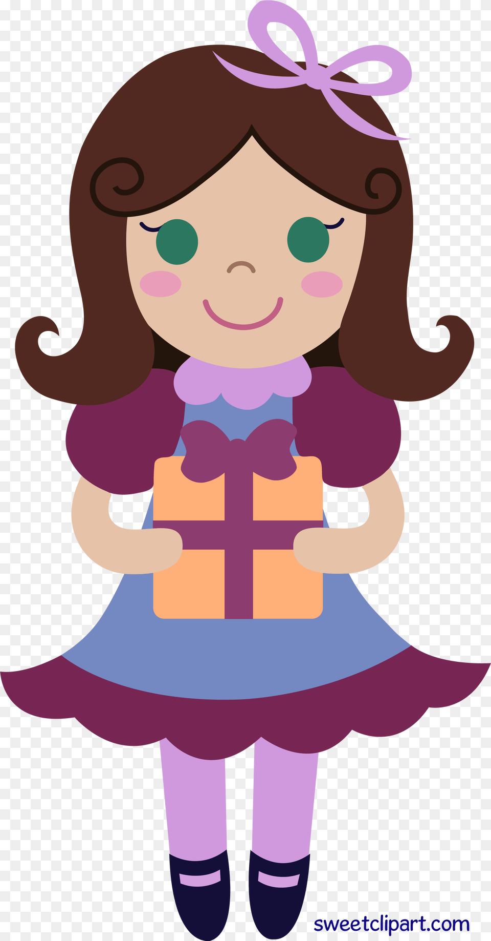 Birthday Girl With Gift Clipart Cartoon Birthday Girl, Baby, Person, Face, Head Png Image