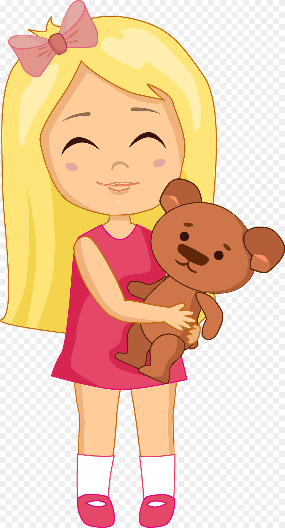 Birthday Girl With Her Teddy Bear Clipart, Baby, Face, Head, Person Png