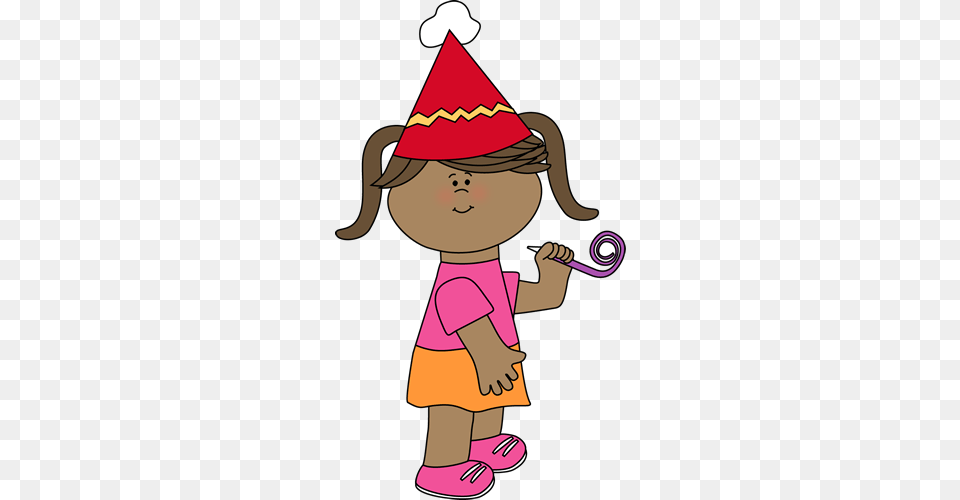 Birthday Girl With Party Whistle Clip Art, Clothing, Hat, Baby, Person Free Transparent Png