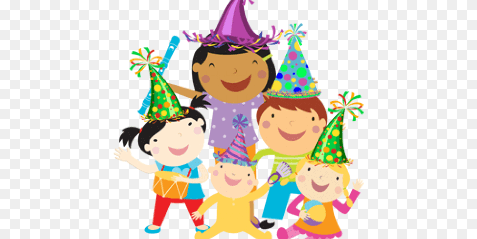 Birthday Hat Clipart Childrens Party Kindermusiek Logo Birthday Party Clipart Kids, Clothing, People, Person, Party Hat Free Png