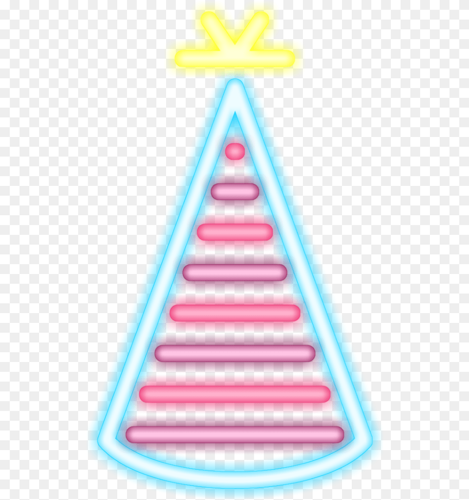 Birthday Hat Neon Birthdayhat Sticker By Triangle, Clothing, Light Free Png Download