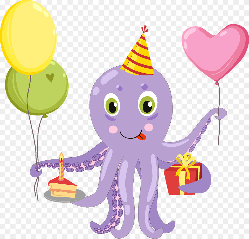 Birthday Octopus Clipart, Balloon, People, Person, Clothing Png Image