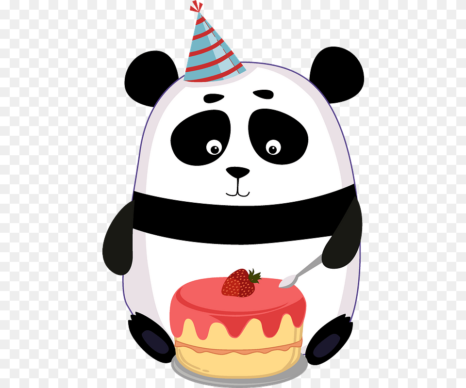 Birthday Panda Clipart Cartoon, Hat, Clothing, Birthday Cake, Cake Png Image