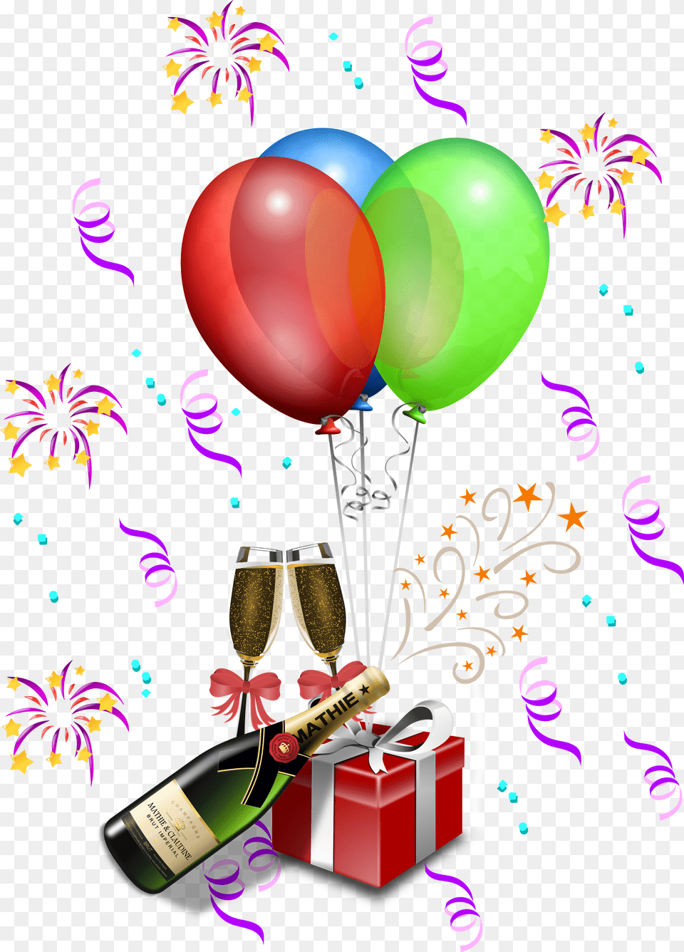 Birthday Party Decoration, Balloon, Alcohol, Beverage, Glass Free Png Download