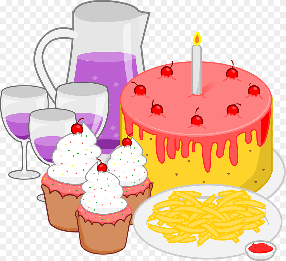 Birthday Party Food Clipart, Icing, Cream, Dessert, Cake Png Image