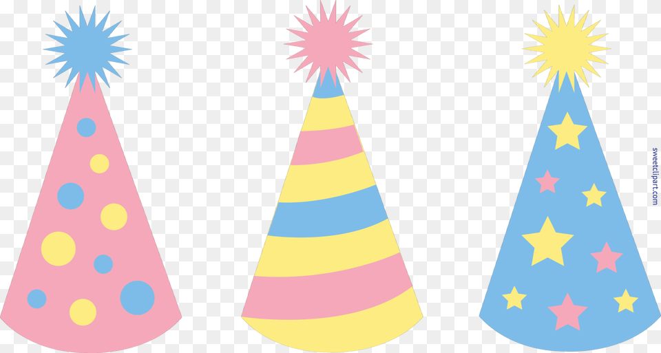 Birthday Party Hats Set Clip Art, Clothing, Hat, Party Hat Png Image