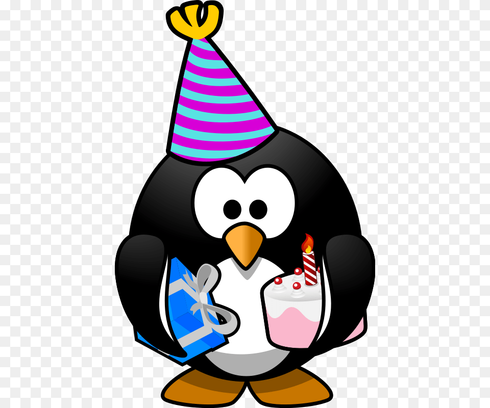 Birthday Penguin Clipart, Hat, Clothing, Food, Dessert Png Image