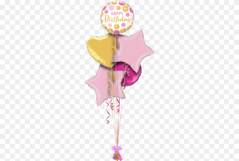 Birthday Pink And Gold Dots Birthday Balloon Rapunzel Crown Princess Balloon Birthday Party Supplies, Clothing, Hat, Person Free Png