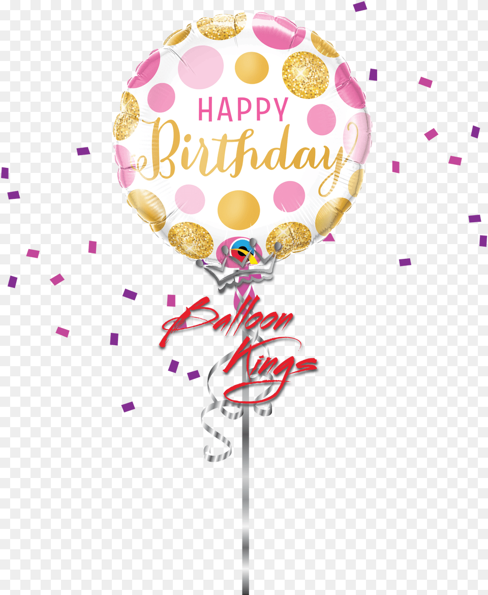 Birthday Pink U0026 Gold Dots Qualatex Foil Happy Birthday Balloon, Food, Sweets, Paper Free Png