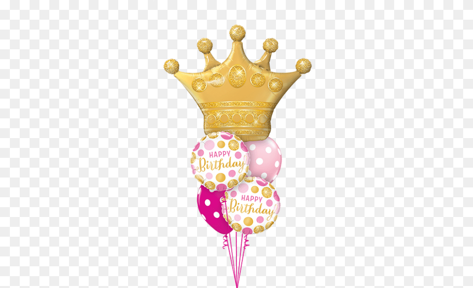 Birthday Queen Balloon Bouquet Gold Crown Balloon, Accessories, Jewelry, Person, People Png
