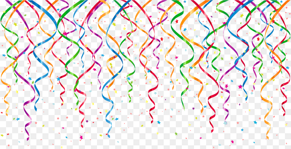 Birthday Ribbons Party Border Birthdayborder Colorful Birthday Ribbons, Confetti, Paper Free Png Download