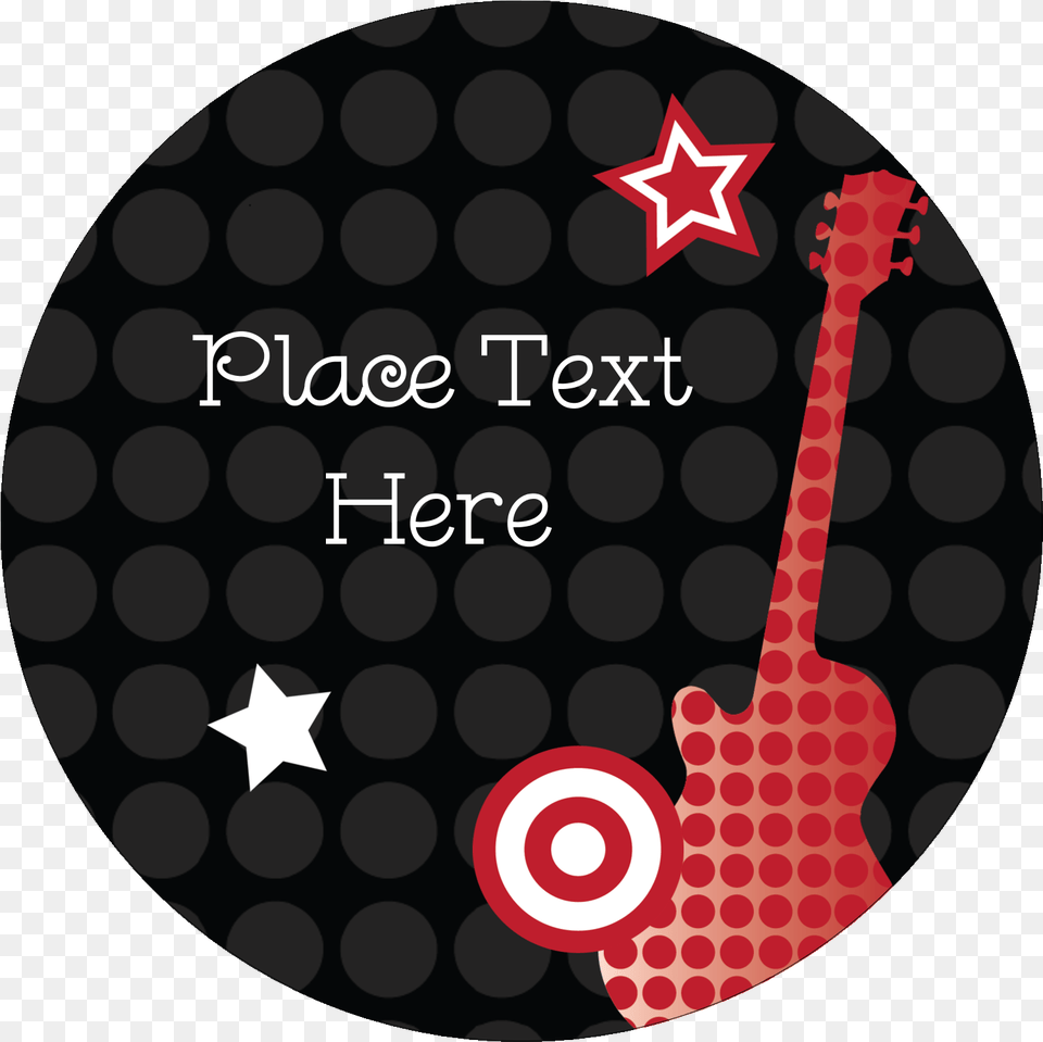 Birthday Rock Guitar Predesigned Label And Card Template For Circle, Musical Instrument Png Image