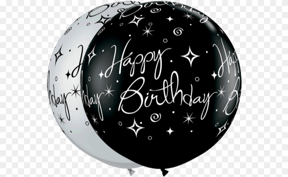 Birthday Sparkles Amp Swirls Black And White Birthday Balloons, Balloon, Text Free Transparent Png