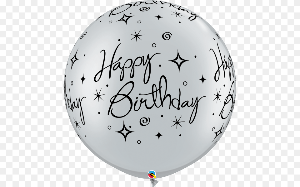Birthday Sparkles Swirls A Round Silver V Birthday White Balloon, Sphere, Text, Clothing, Hardhat Png