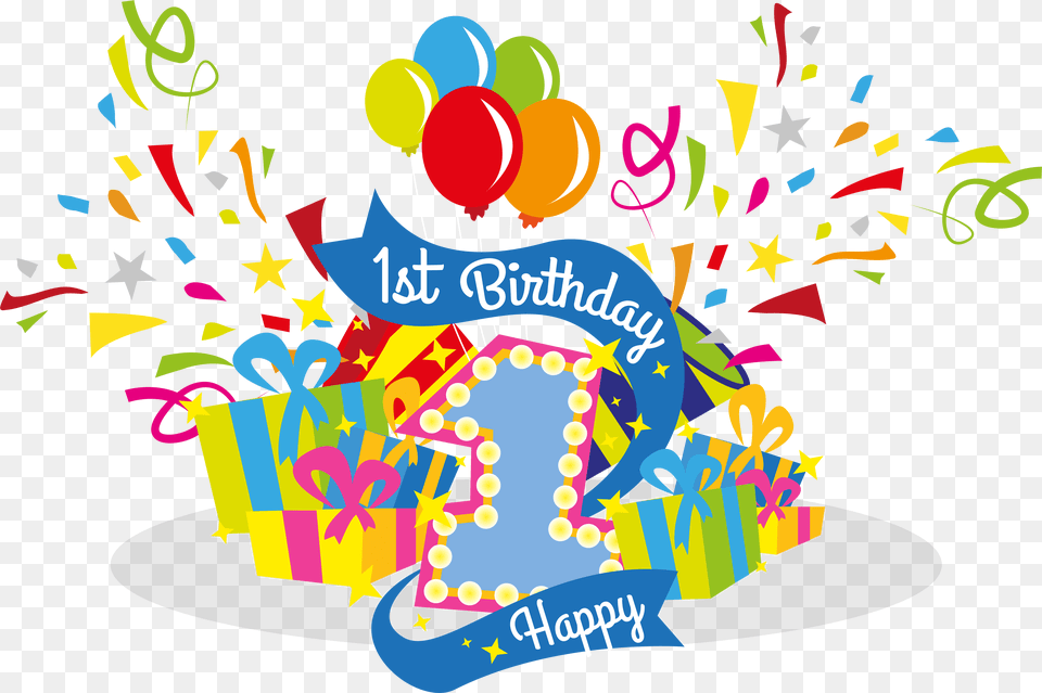 Birthday U5468u5c81 Clip Art First Happy Birthday, People, Person, Balloon, Birthday Cake Free Png Download