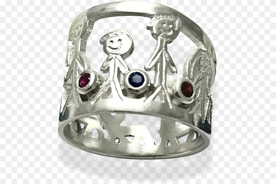 Birthstone Family Ring Stick Figures Ring, Accessories, Jewelry, Silver, Face Free Png Download