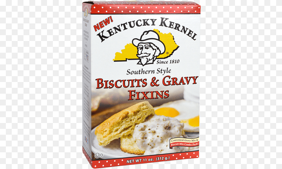 Biscuits And Gravy Combo Kentucky Kernel Seasoned Flour 10 Oz, Breakfast, Food, Person, Sandwich Free Transparent Png