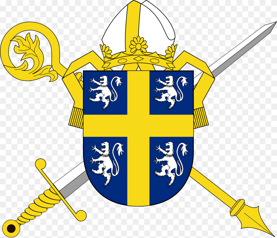 Bishop Of Durham Coat Of Arms, Armor, Shield, Sword, Weapon Png
