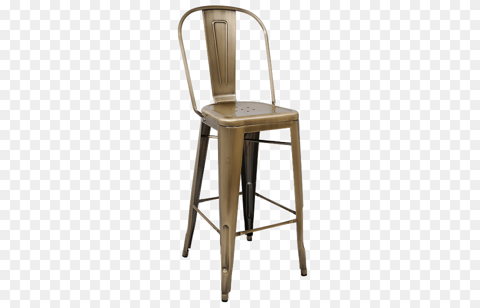Bistro Style Metal Bar Stool In Brass Finish, Furniture, Chair Free Transparent Png