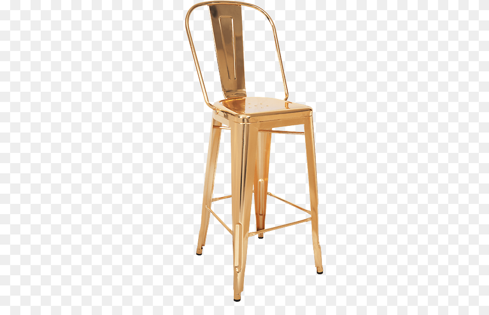 Bistro Style Metal Bar Stool In Gold Finish Gold Stool With Back, Furniture, Chair, Wood Png Image
