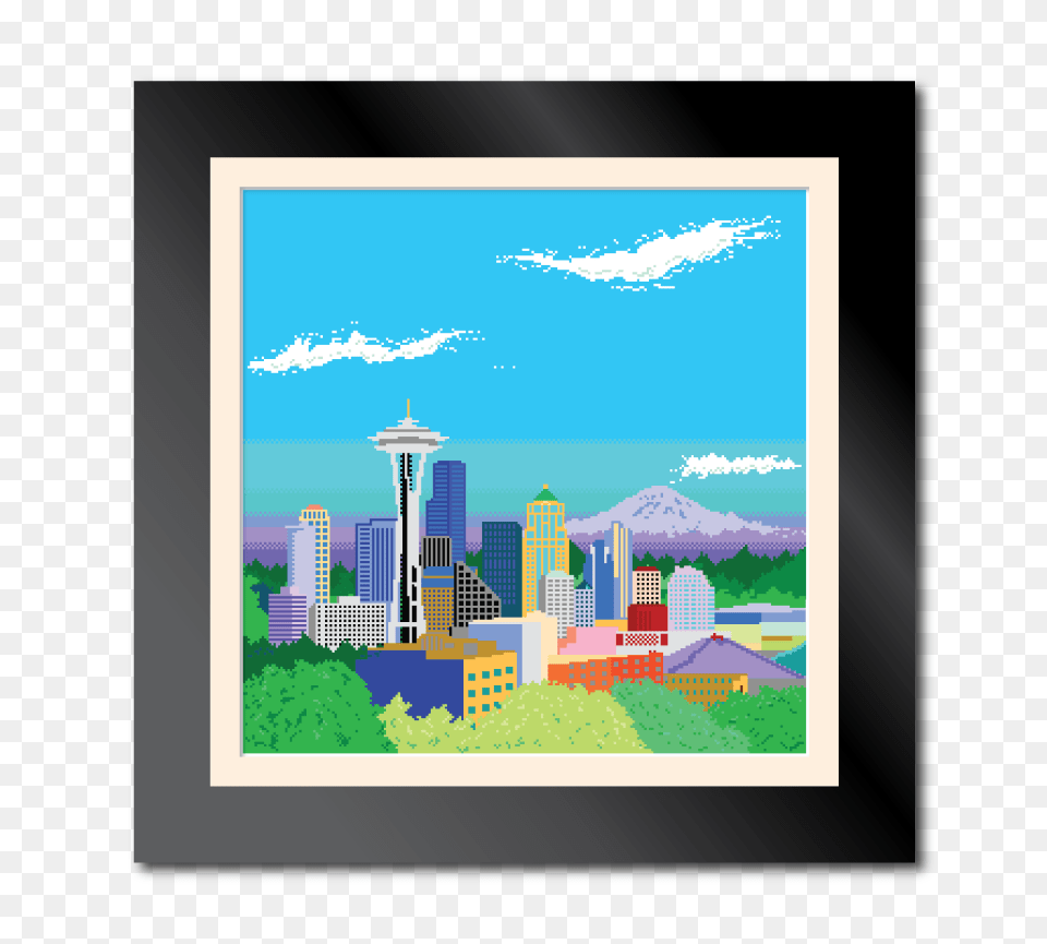 Bit Seattle Skyline The Daily Robot, Art, Painting, City, Outdoors Free Transparent Png