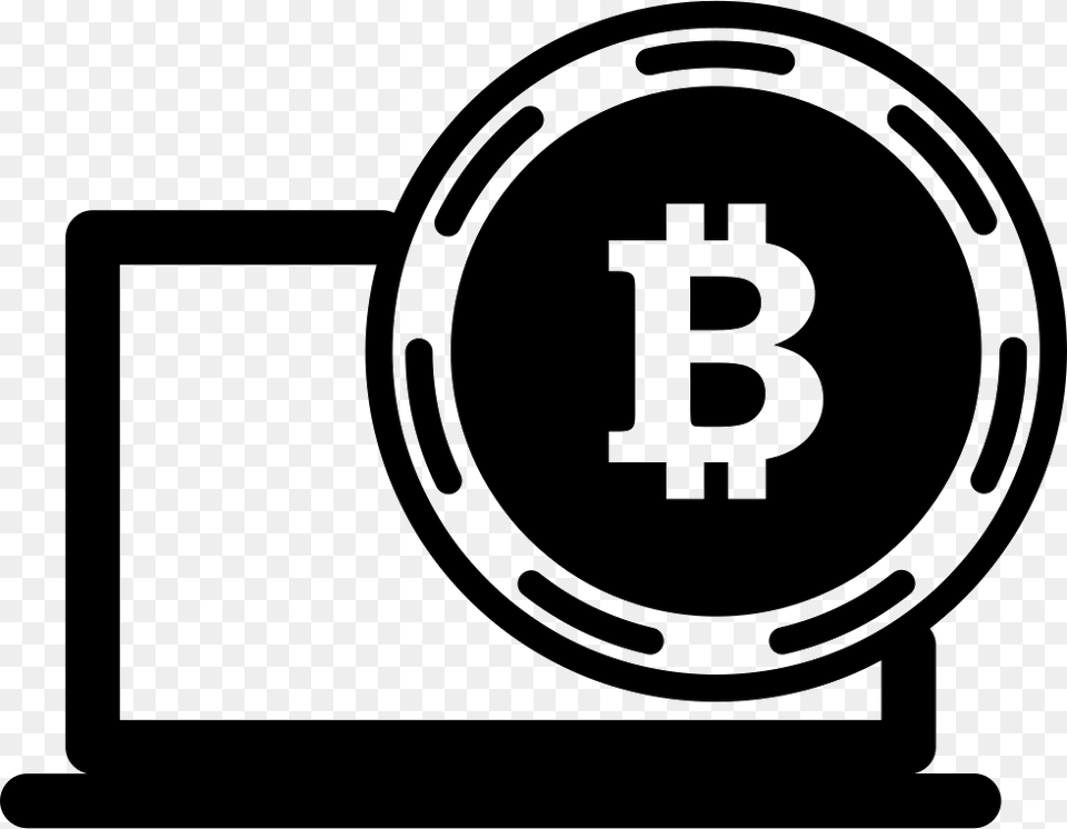 Bitcoin And Laptop Symbol Black Bitcoin Logo, Stencil, Ammunition, Grenade, Weapon Free Png