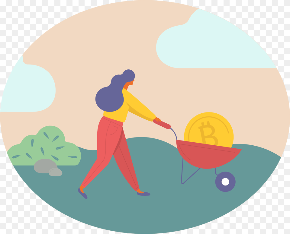 Bitcoin Illustration, Cleaning, Person, Walking, Disk Free Png Download