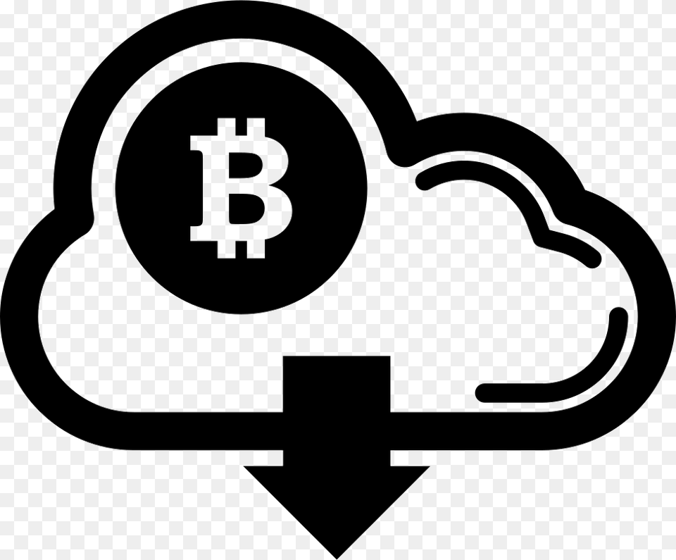 Bitcoin On Cloud With Down Arrow Symbol Bitcoin, Stencil, Device, Grass, Lawn Free Png