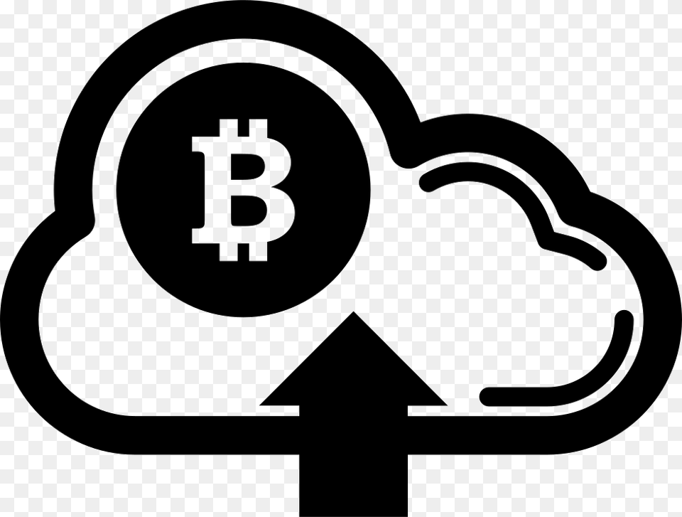Bitcoin On Cloud With Up Arrow Symbol Bitcoin, Stencil, Sign, Device, Grass Free Png Download