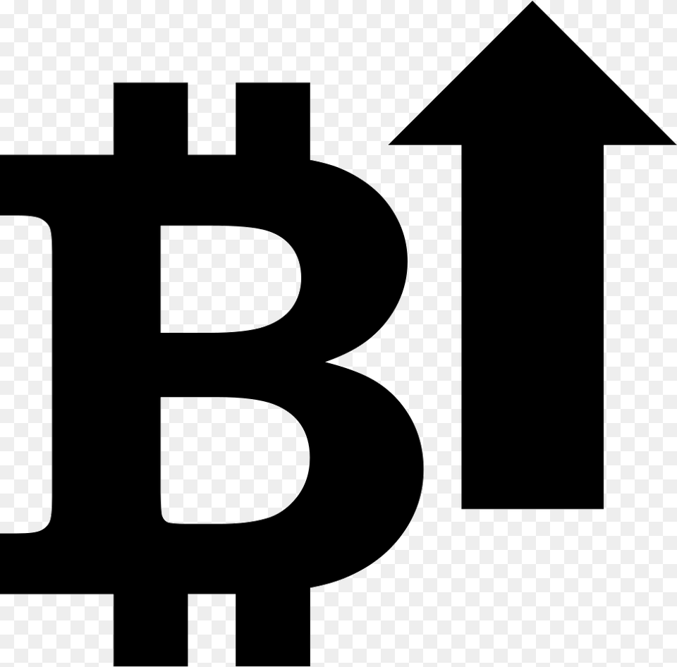 Bitcoin With An Up Icon, Symbol, Stencil, Text Free Transparent Png