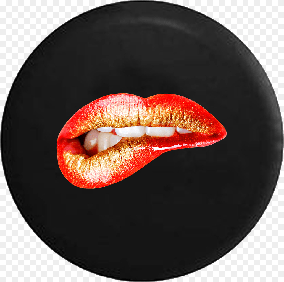 Biting Lip Sexy Paint Splatter Wristlet Women39s Redlinenpeach Puff, Body Part, Mouth, Person, Teeth Free Png Download