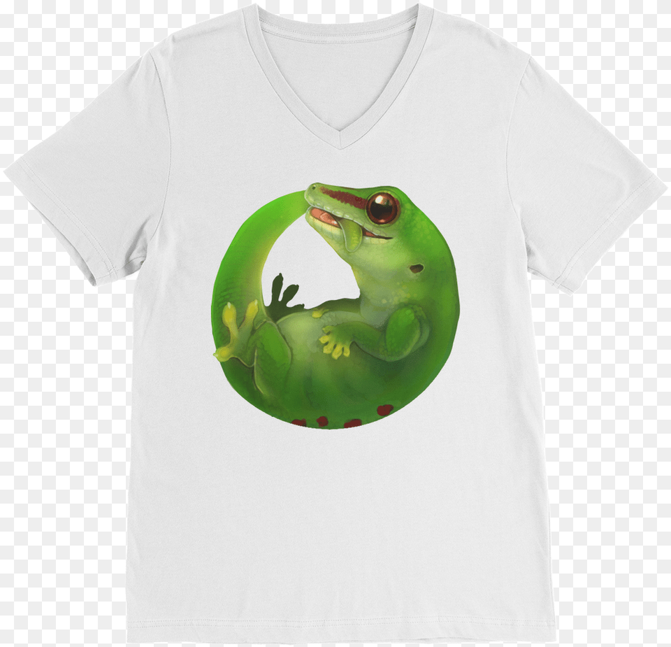 Biting Tail Day Gecko Men39s V Neck T Shirt Reptile, Clothing, T-shirt, Amphibian, Animal Free Transparent Png