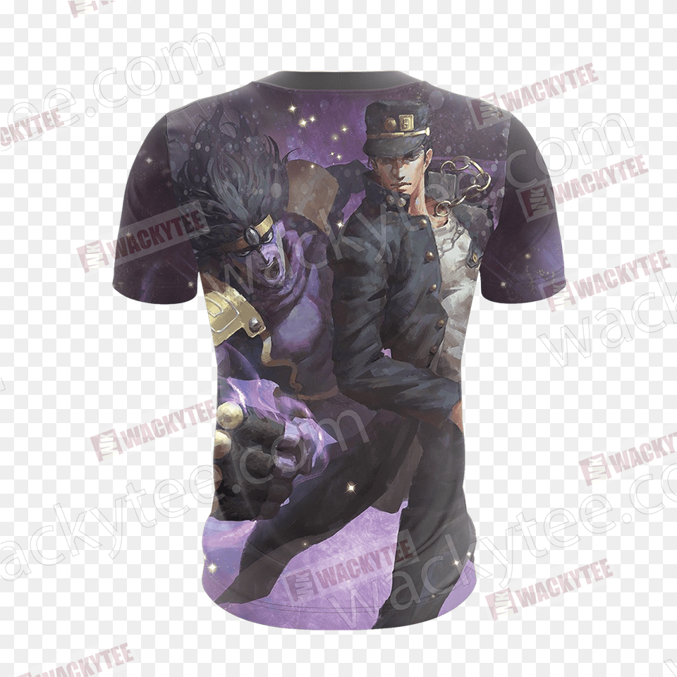 Bizarre Adventure Jotaro Kujo And Star Platinum 3d T Shirt Jotaro E Star Platinum, T-shirt, Clothing, Person, Man Free Transparent Png