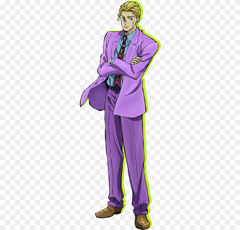 Bizarre Adventure Yoshikage Kira Characters Tv Kira Yoshikage, Formal Wear, Purple, Book, Publication Png