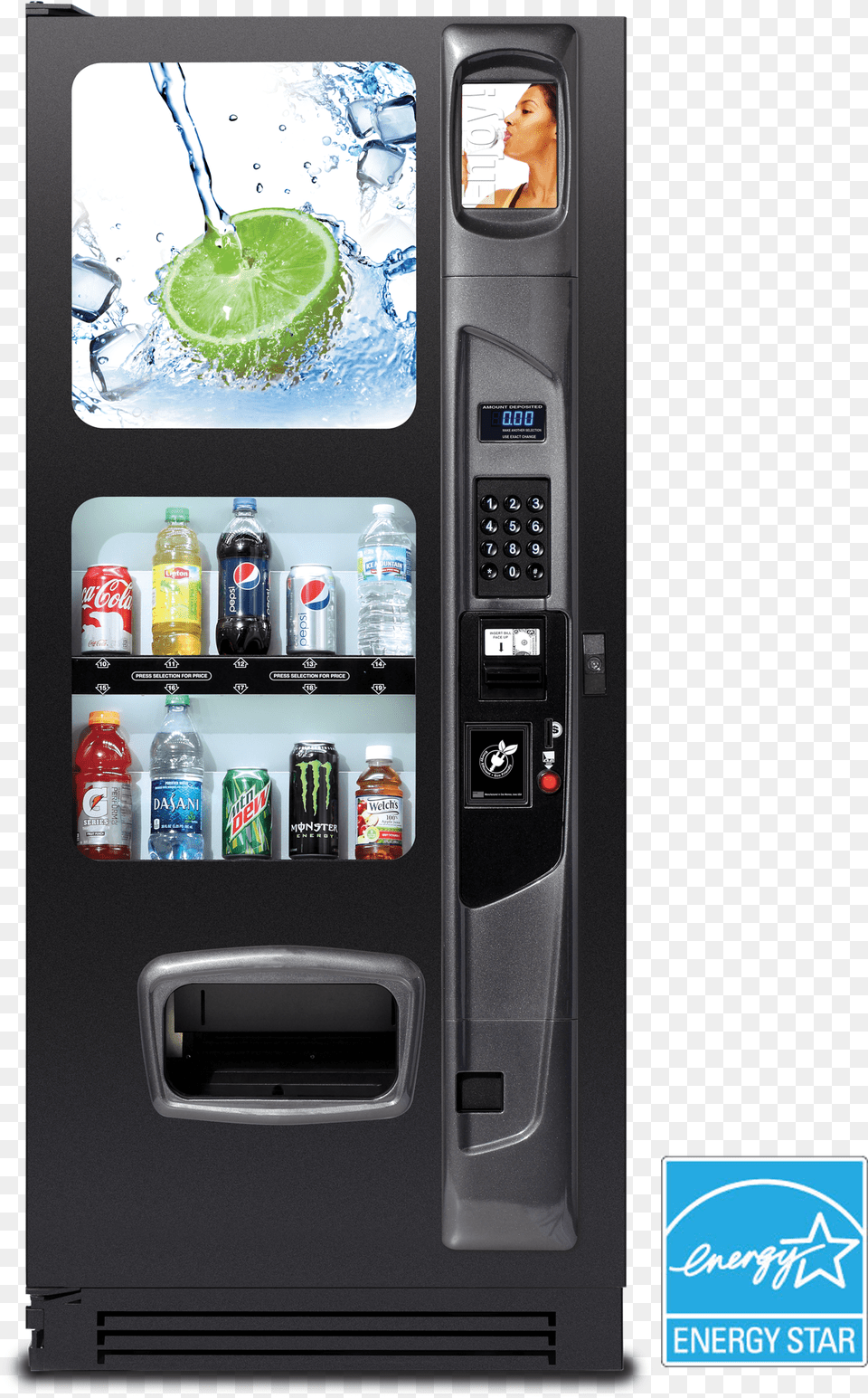 Black 10 Selection Soda Amp Drink Drink Vending Machine, Vending Machine, Person, Refrigerator, Appliance Png