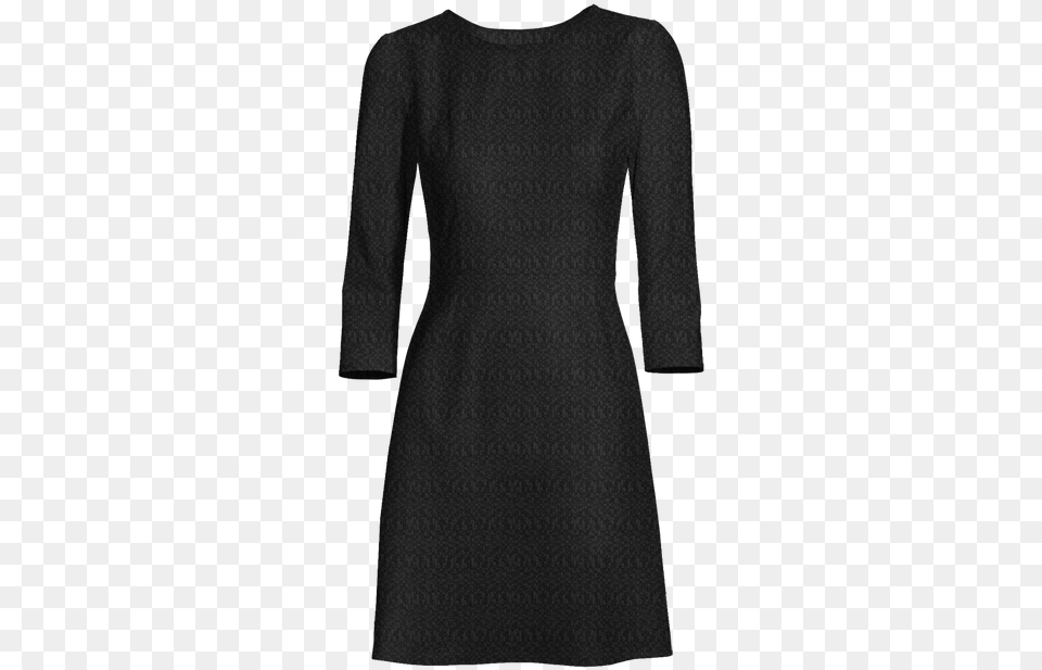 Black 34 Sleeve Round Neck Skater Dress Little Black Dress, Clothing, Coat, Long Sleeve Free Png Download