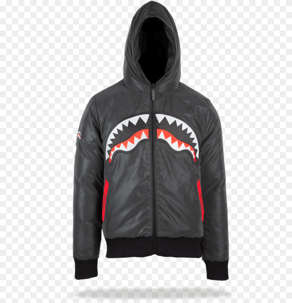 Black 3m Shark Mouth Down Coat Adult Sweatshirt, Clothing, Jacket, Hoodie, Knitwear Png