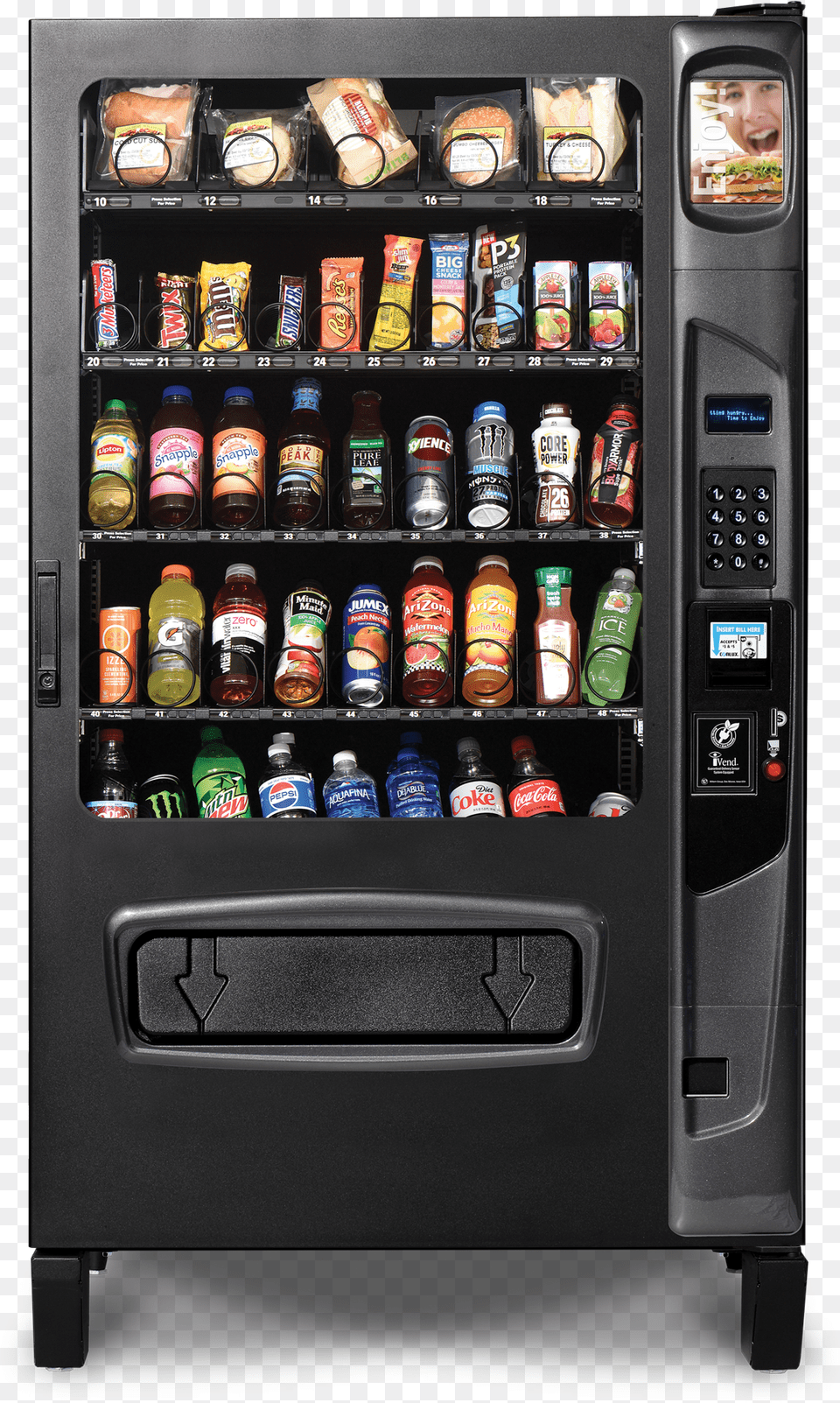Black 42 Selection Cold Food Amp Drink Vending Machine Food And Drink Vending Machine, Burger, Vending Machine, Appliance, Device Free Png Download