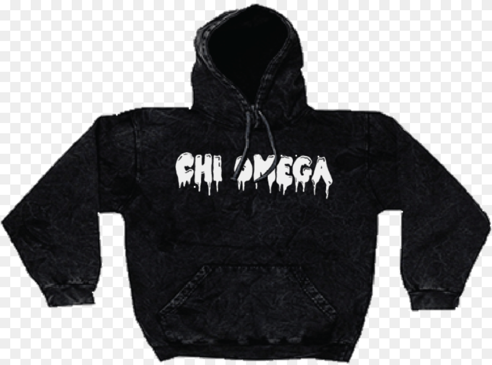 Black Acid Texture Sweatshirt Reading Chi Omega Hoodie, Clothing, Hood, Knitwear, Sweater Png