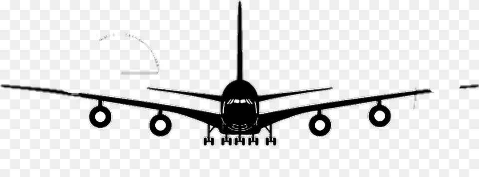 Black Airplane Front View, Aircraft, Transportation, Vehicle, Airliner Png Image