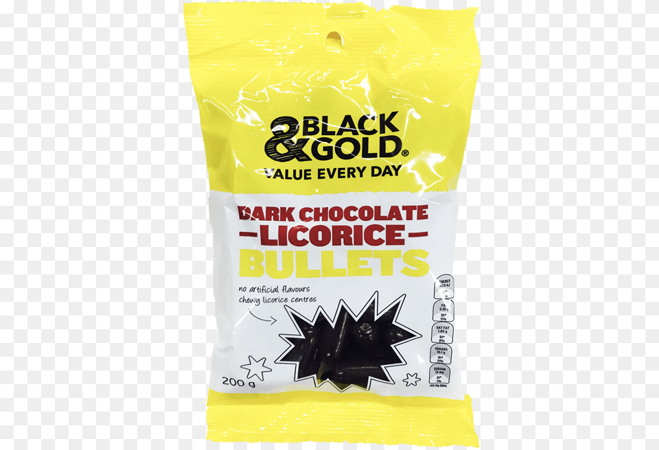 Black Amp Gold Dark Chocolate Licorice Bullets 200g Food, Ketchup Png Image