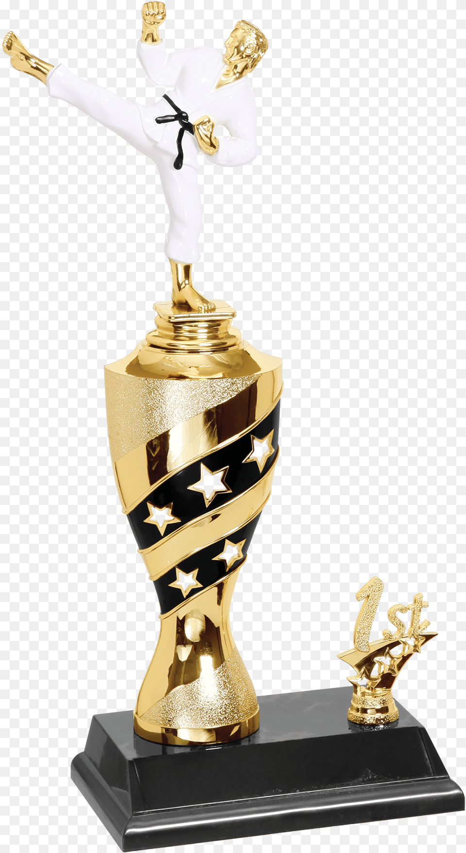Black Amp Gold Martial Arts Trophy Trophy, Adult, Female, Person, Woman Png Image