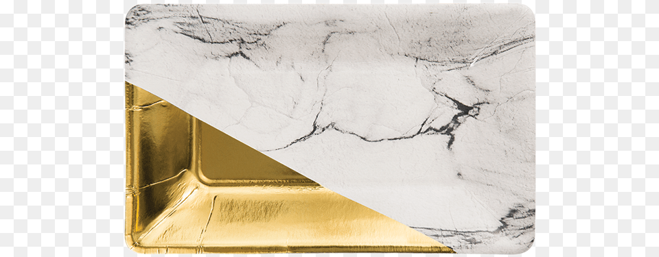 Black Amp White Marble Rectangular Plate With Gold Foil Creative Converting Foil Appetizer Plate, Aluminium Free Transparent Png