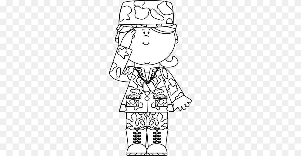 Black Amp White Military Girl Saluting Clip Art Veteran Clip Art Black And White, Baby, Person, Drawing, Face Png Image