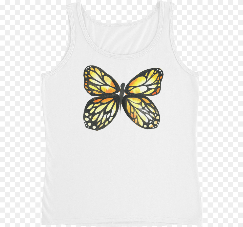 Black Amp Yellow Butterfly Ladies Monarch Butterfly, Clothing, Tank Top, Shirt Free Png Download