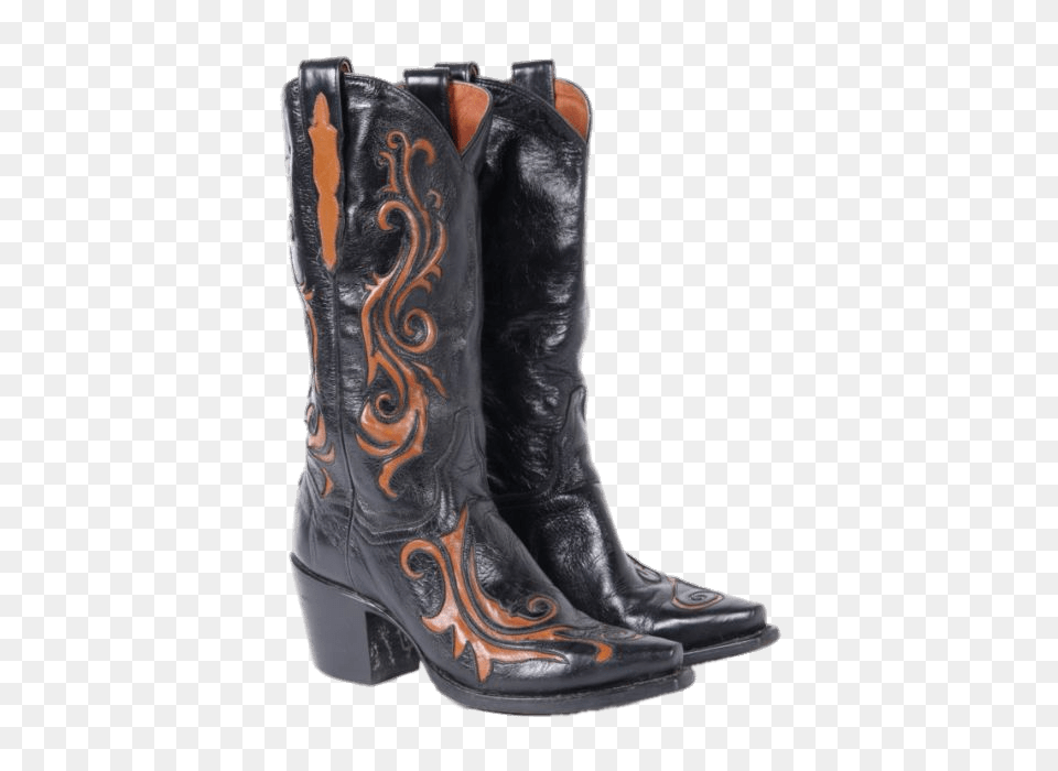 Black And Brown Vintage Cowboy Boots, Boot, Clothing, Footwear, Cowboy Boot Free Png