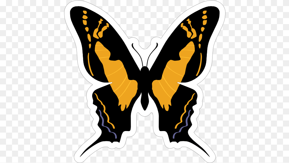 Black And Gold Butterfly Sticker Butterflies, Animal, Insect, Invertebrate, Smoke Pipe Free Png